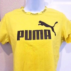 Yellow and black PUMA t shirt Yellow stretch fabric with Black PUMA logo